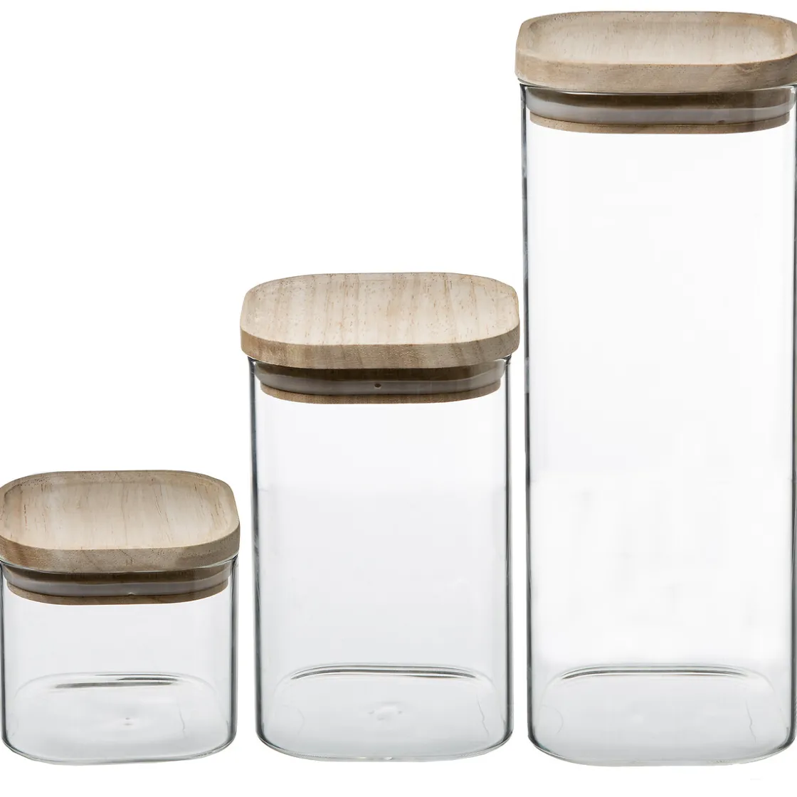 5five 3 bocaux verre empilables couvercle bois