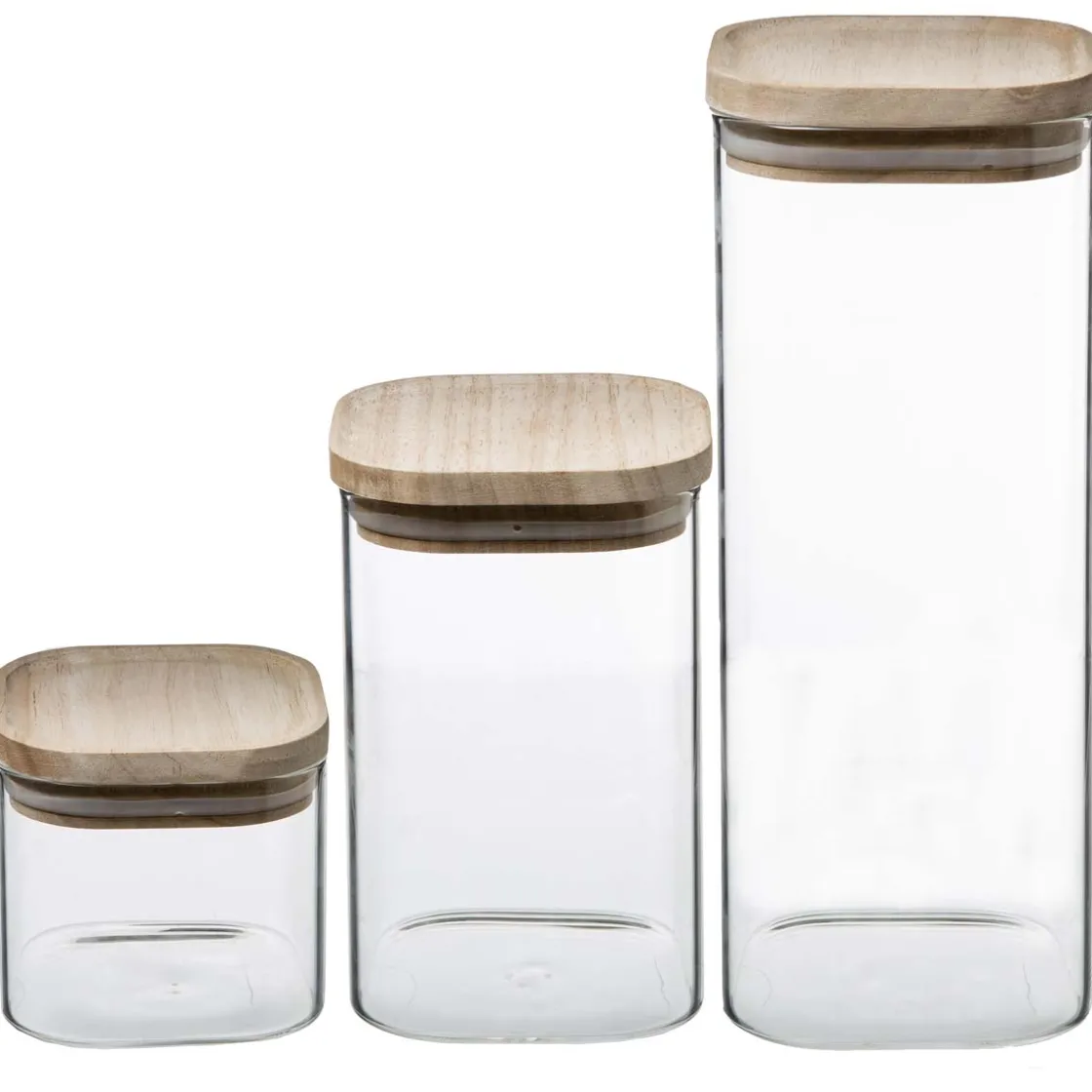 5five 3 bocaux verre empilables couvercle bois