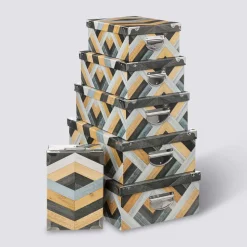 5five 6 boîtes coin métal, Bleu et gris