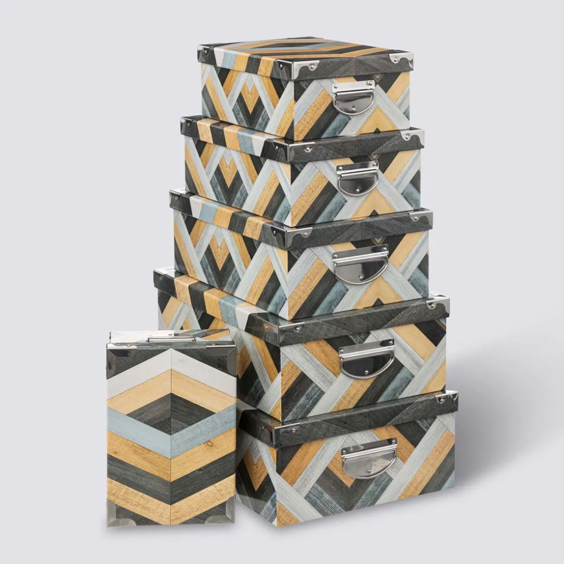 5five 6 boîtes coin métal, Bleu et gris