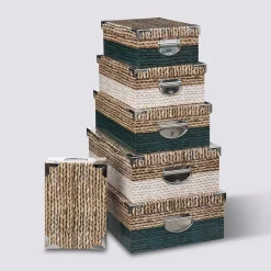 5five 6 boîtes coin métal effet tricot, Multicolore