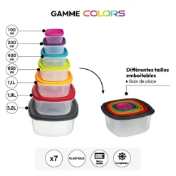 5five 7 boîtes de conservation carrées, Plastique