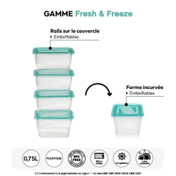 5five 4 boîtes de conservation, 0,75L