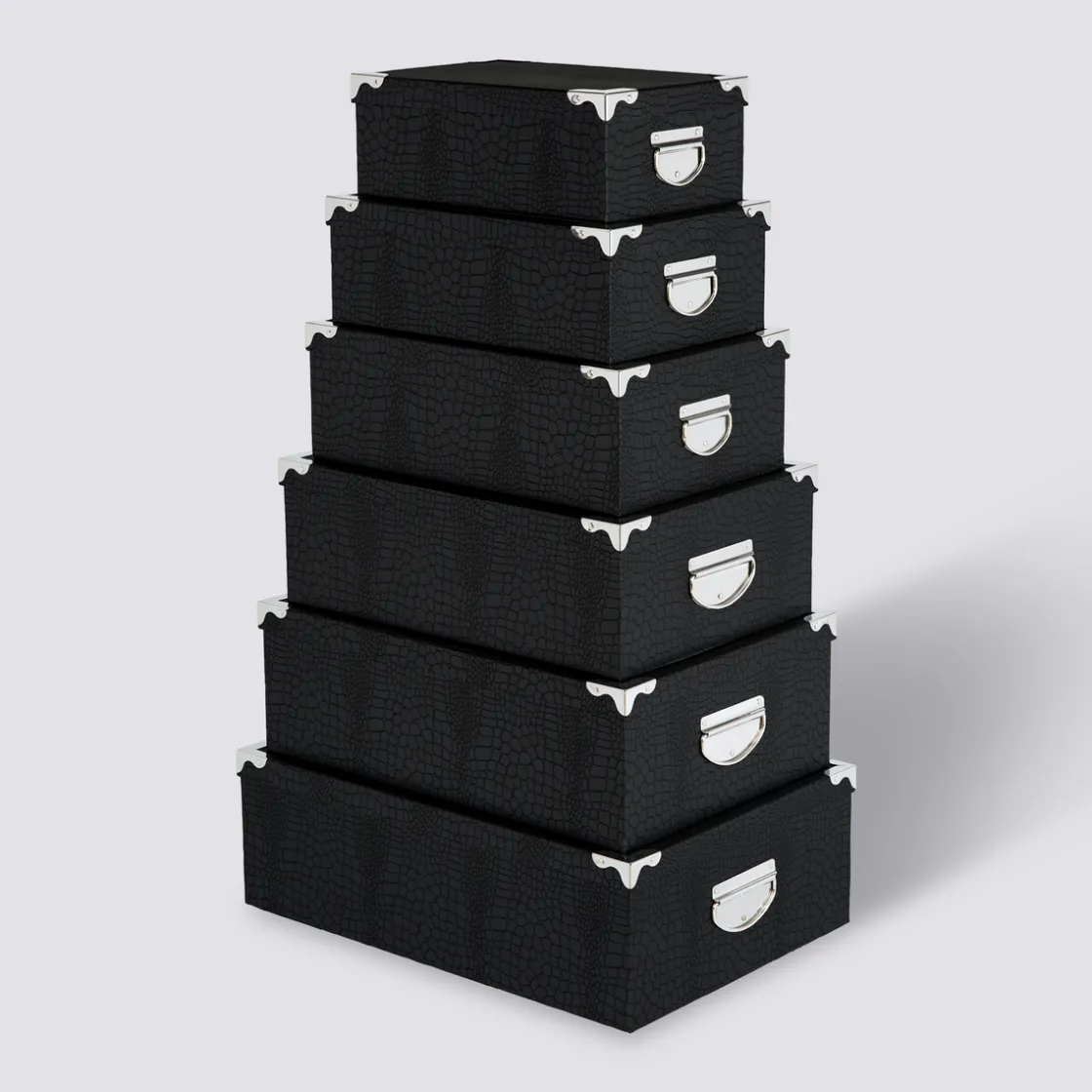 5five 6 boîtes de rangement coin métal, Noir