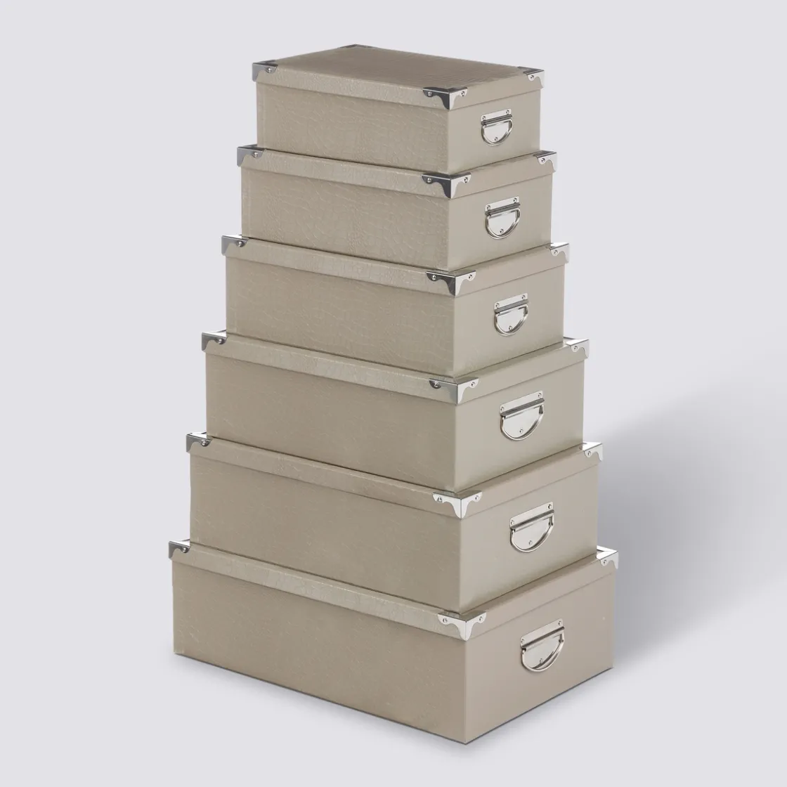 5five 6 boîtes de rangement coin métal, Taupe