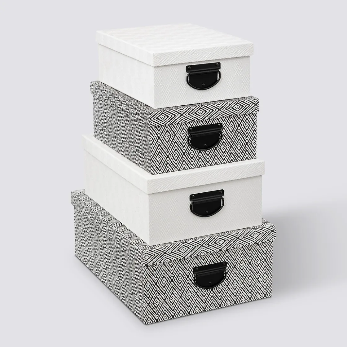 5five 4 boîtes de rangement, Noir et blanc