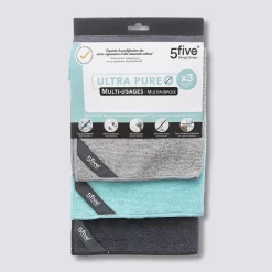 5five 3 chiffons microfibre antibactérien 30x40cm