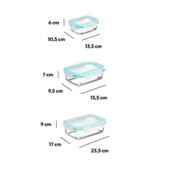5five 3 grandes boîtes rect de conservation verre