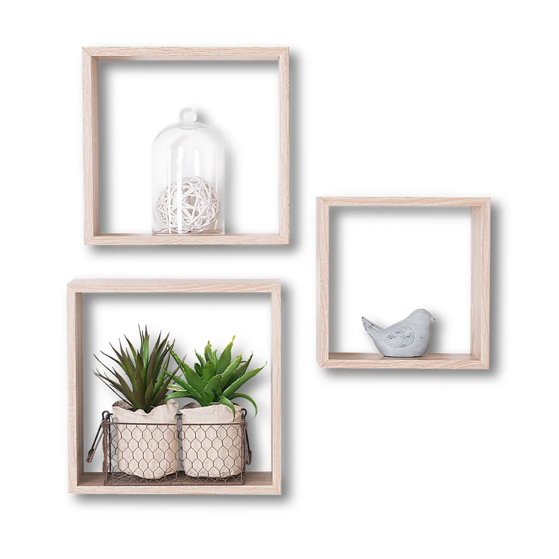 5five 3 grandes étagères murales cube, Effet chêne