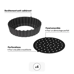 5five 4 moules perforés à tartelettes, 10cm