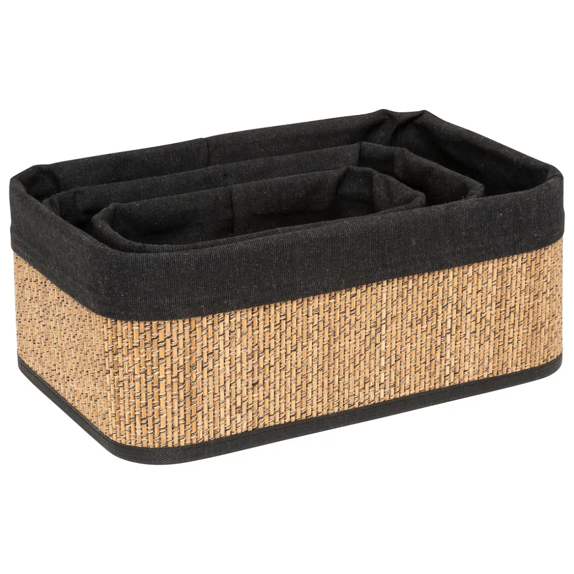 5five 3 paniers en tissu, Bambou et noir