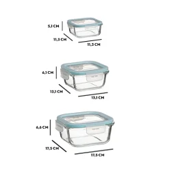 5five 3 petites boîtes carrées de conservation verre