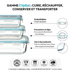 5five 3 petites boîtes rect de conservation verre