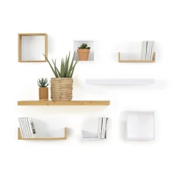 5five 3 petites étagères murales cube, Bambou