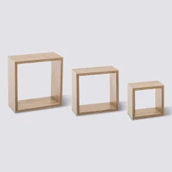 5five 3 petites étagères murales cube, Effet chêne