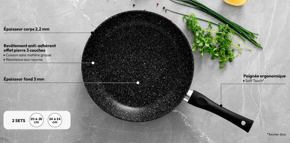 5five 2 poêles Aluminium, 24/28 cm