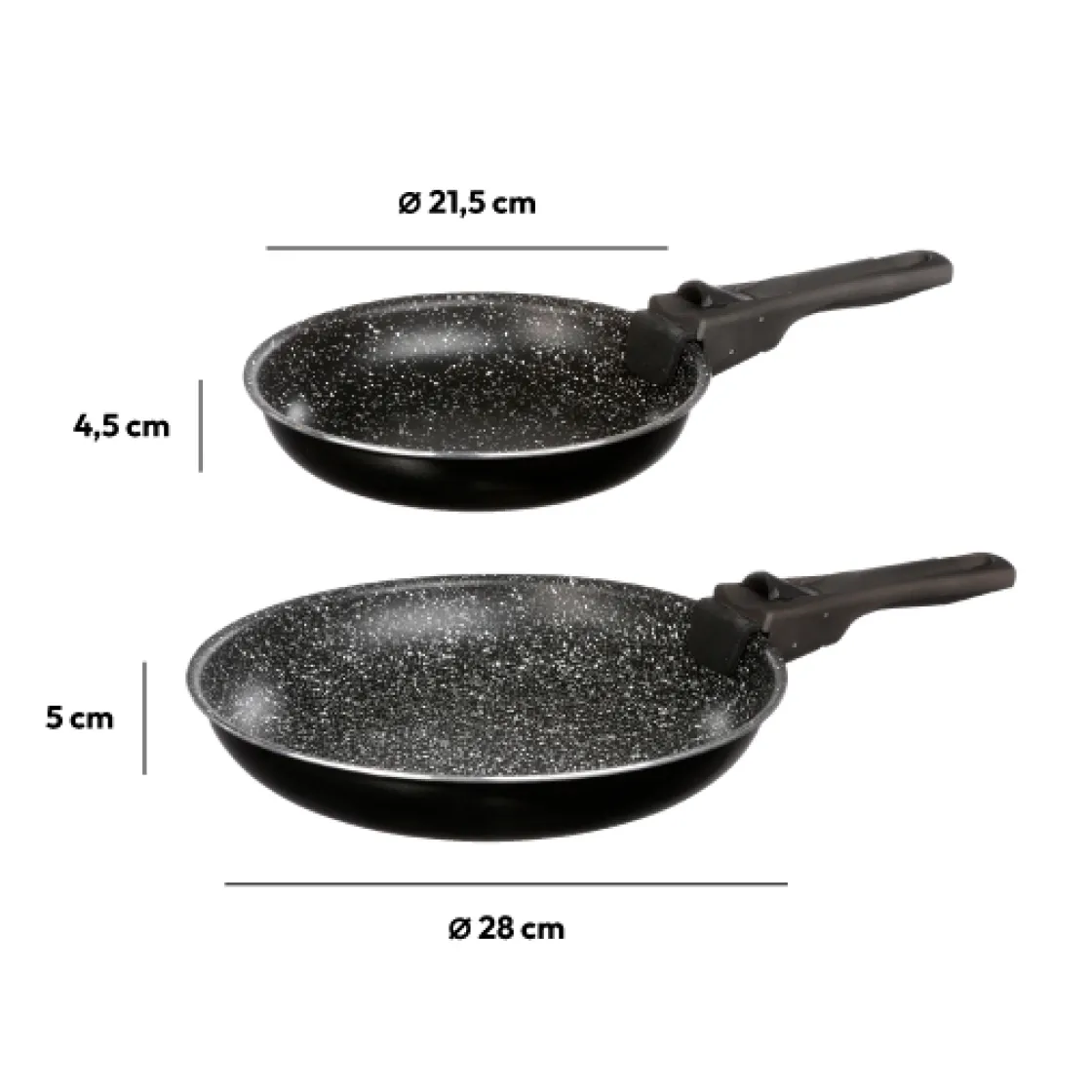 5five 2 poêles Aluminium poignée amovible, 20/26 cm