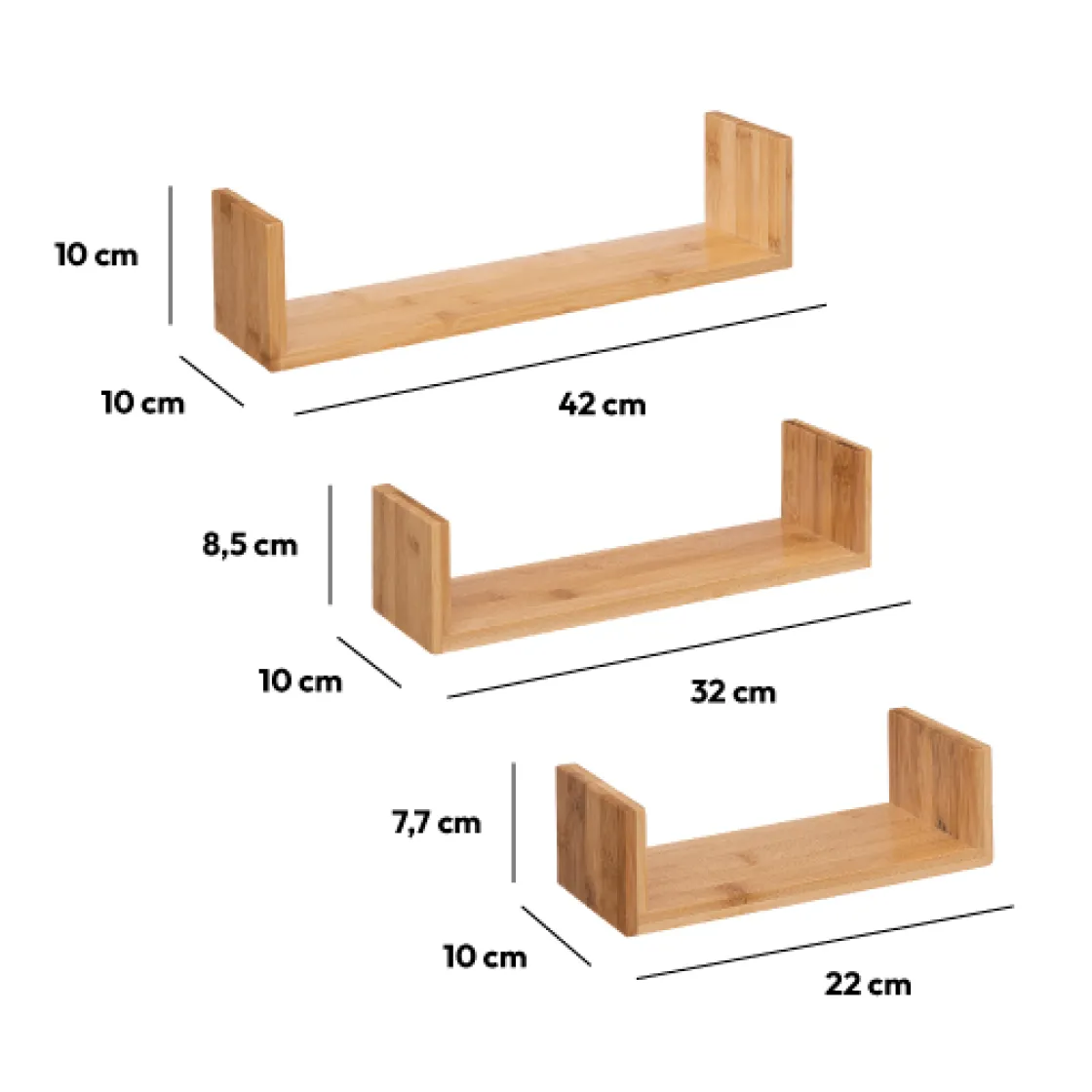 5five 3 étagères murales, Bambou