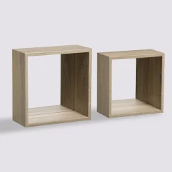5five 2 étagères murales cube miroir, Effet chêne