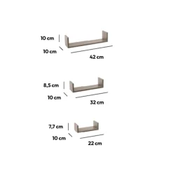 5five 3 étagères murales, Effet chêne gris