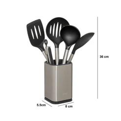 5five 5 ustensiles de cuisine + pot de rangement, Inox