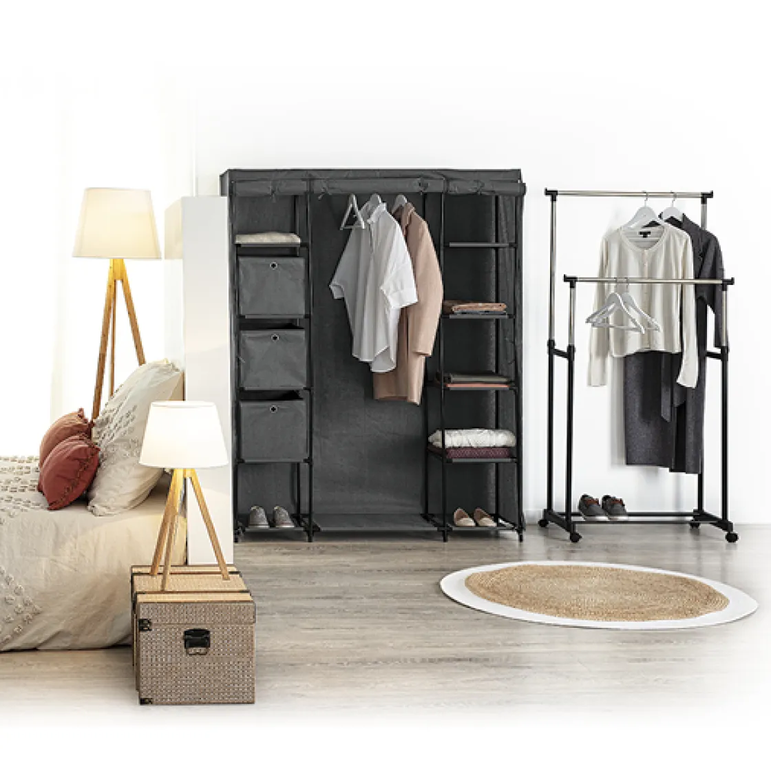 5five Armoire 2 penderies, Gris
