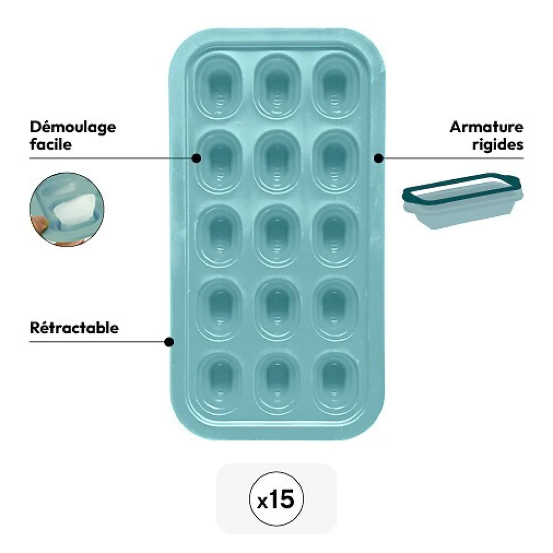 5five Bac à glaçons rétractable