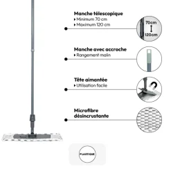 5five Balai MOP téléscopique microfibre, Gris