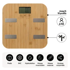 5five Balance pèse personne impédancemètre, Bambou