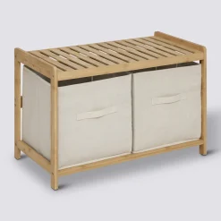 5five Banc de rangement avec 2 paniers, bambou