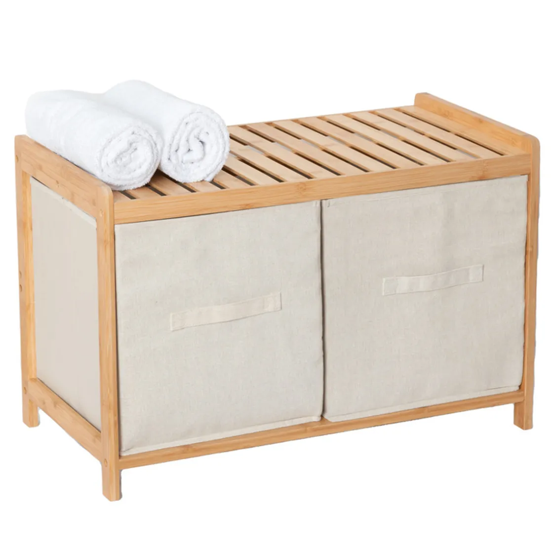 5five Banc de rangement avec 2 paniers, bambou