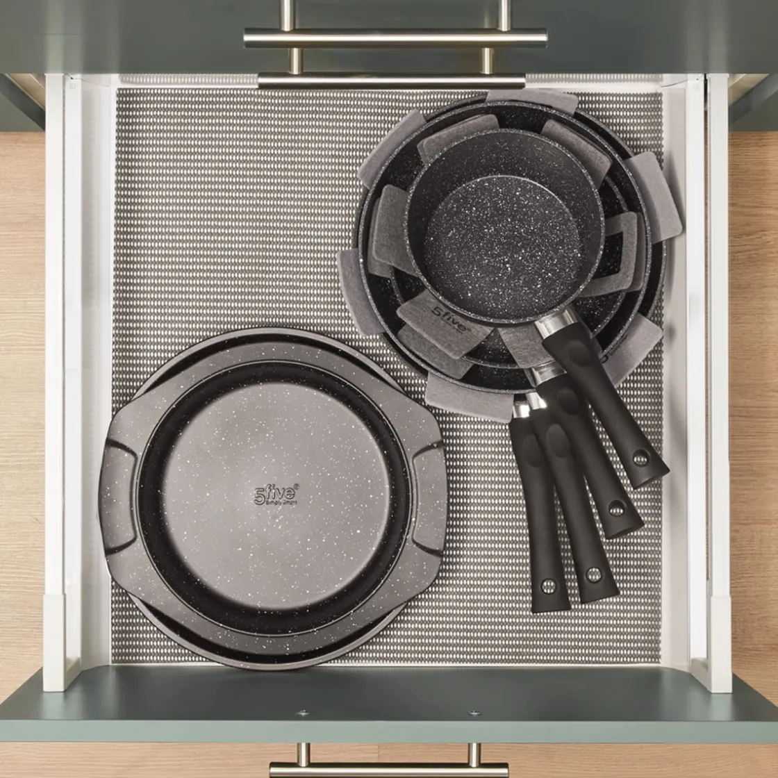 5five Batterie de cuisine en aluminium, 4 pièces + 6 protections