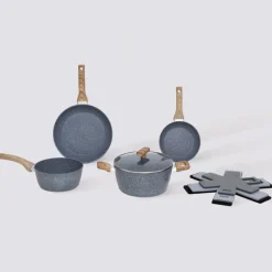 5five Batterie de cuisine en aluminium forgé, 4 pièces + 6 protections