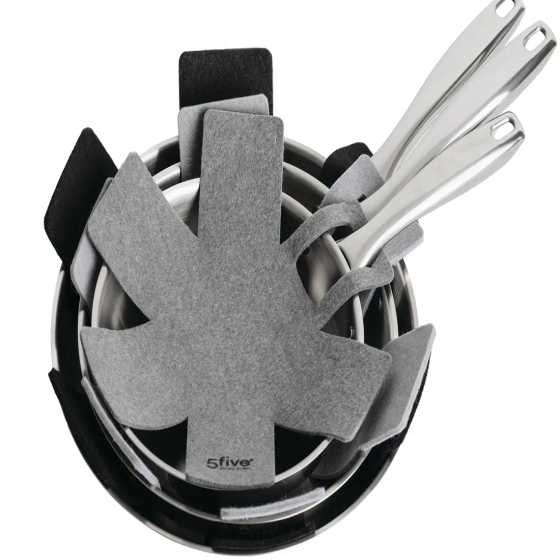 5five Batterie de cuisine en inox, 4 pièces + 6 protections