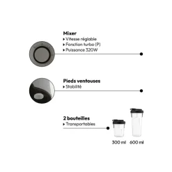 5five Blender avec 2 bouteilles 300ml / 600 ml