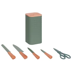 5five Bloc 4 couteaux et ciseaux, Manche bambou