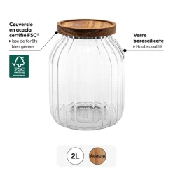 5five Bocal en verre 2L, Acacia