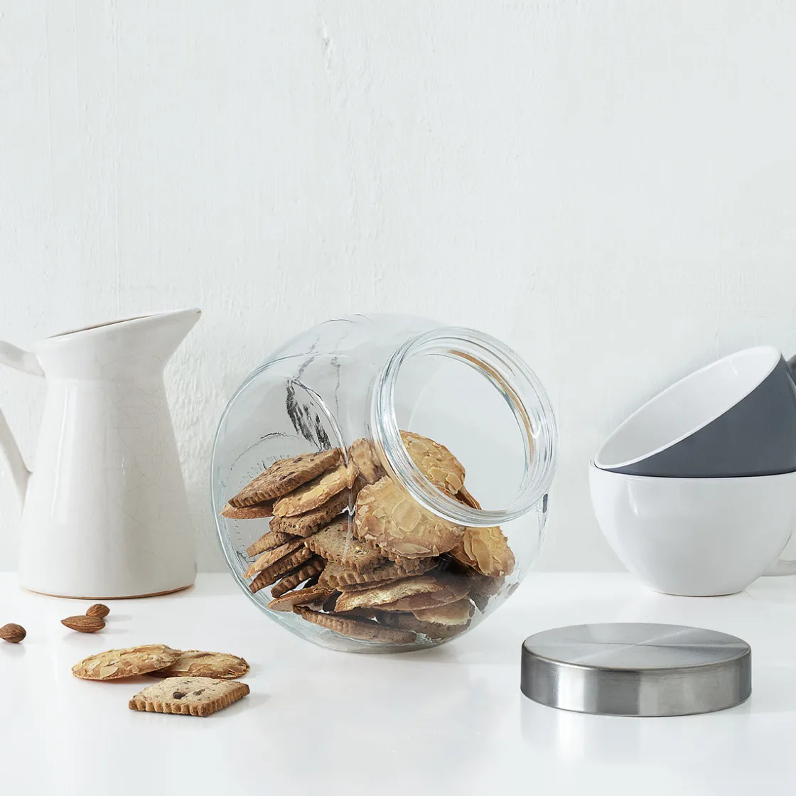 5five Bocal verre à bonbons couvercle inox 2,1L