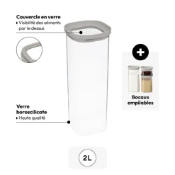 5five Bocal verre avec couvercle hermétique 2L