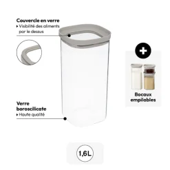5five Bocal verre avec couvercle hermétique 1,6L