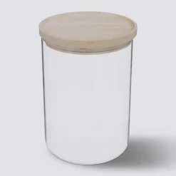 5five Bocal verre avec couvercle hermétique hévéa, 1,6L