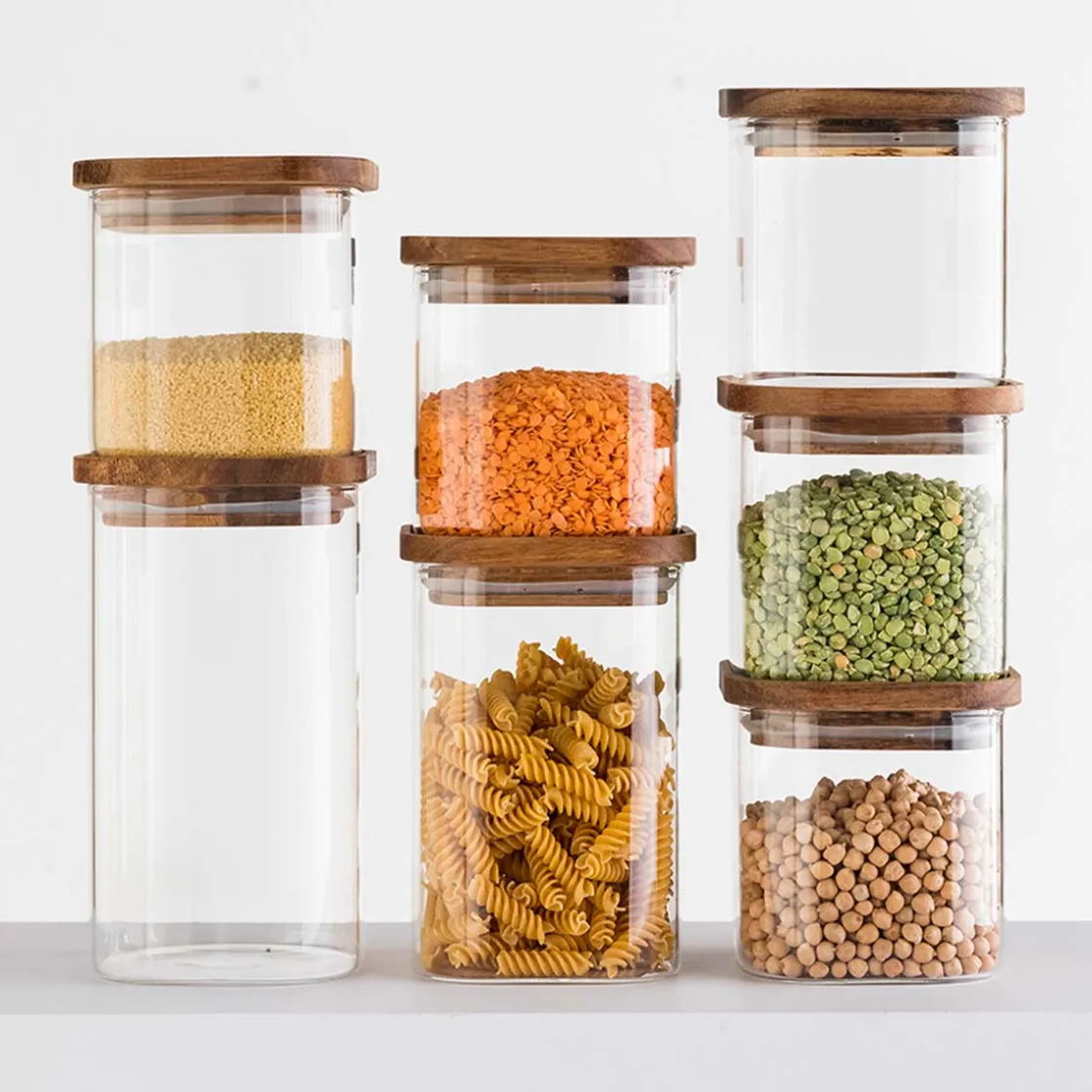 5five Bocal verre couvercle acacia 1,3L