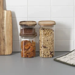 5five Bocal verre couvercle acacia 0,6L