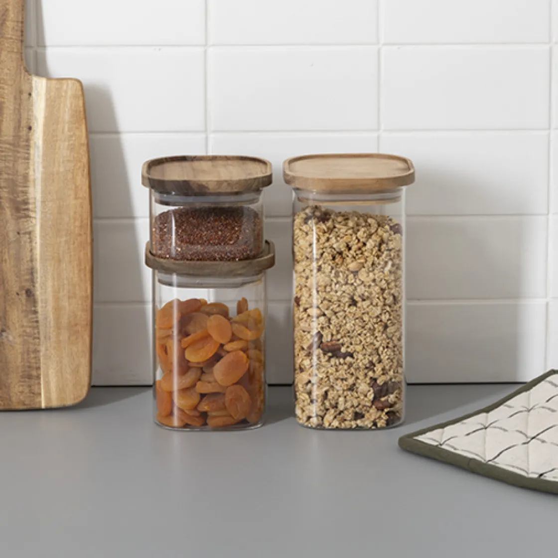 5five Bocal verre couvercle acacia 1L