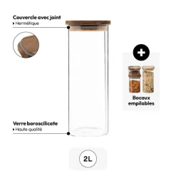 5five Bocal verre couvercle acacia 2L