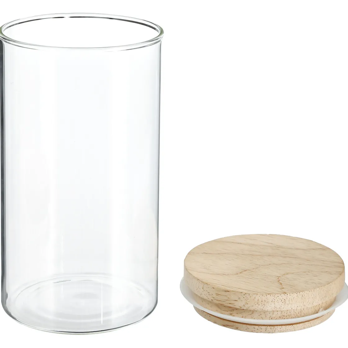 5five Bocal verre couvercle bois 1L