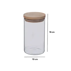 5five Bocal verre couvercle bois 1L