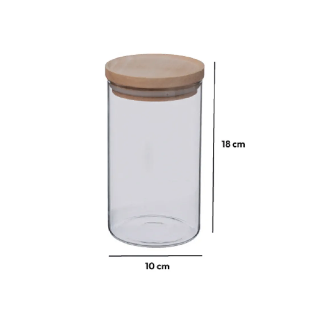 5five Bocal verre couvercle bois 1L