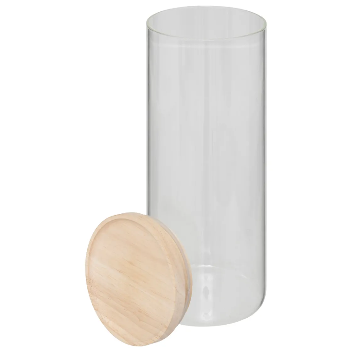 5five Bocal verre couvercle bois 1,6L