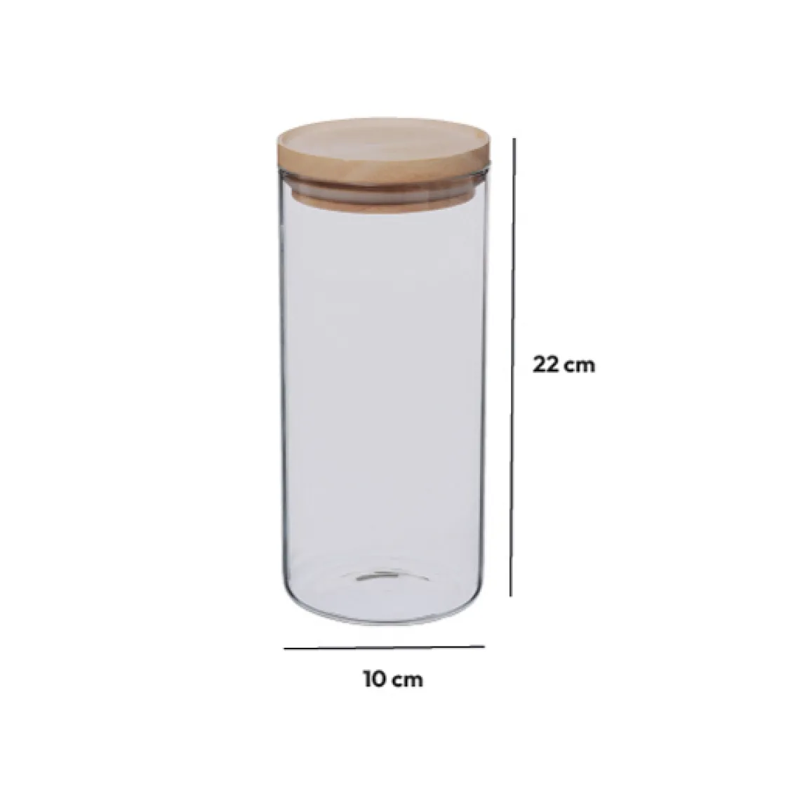 5five Bocal verre couvercle bois 1,3L